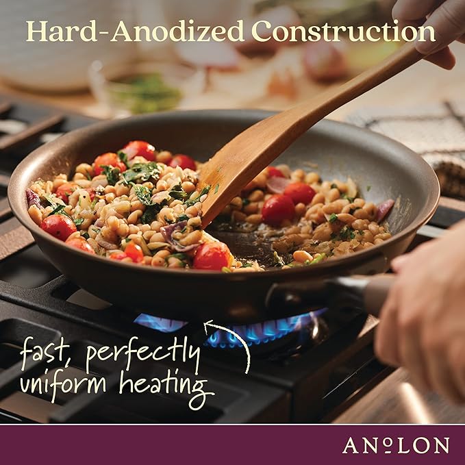 Anolon Advanced Home Hard Anodized Nonstick Frying Pan, 14.5 Inch ??Large Skillet with Helper Handle, 14 Inch Nonstick Frying Pan, Durable Cookware - Bronze