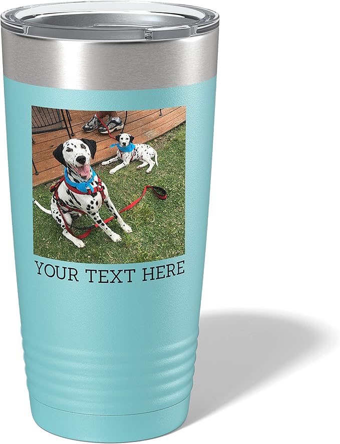 Personalized 20oz (17 Colors) Photo Picture Printed Insulated Stainless Steel Powder Coated Tumbler with Lid ??Customized Mom Mother's Day Gift Gift for Men, Custom Mum Women Dad Men (Teal)