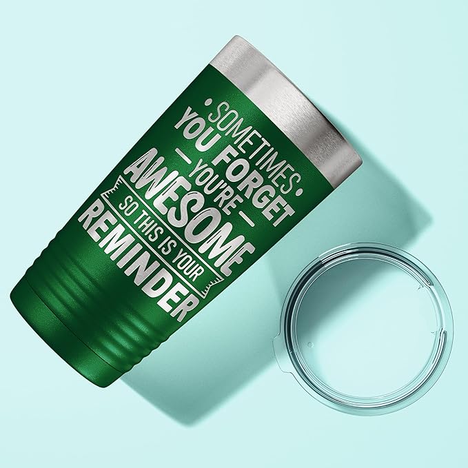 Spotted Dog Company Inspirational Tumbler, Inspirational Gifts for Men Dad Father Wife Sister Women, Birthday For Him Her, You?셱e Awesome Tumbler, Teacher Coworker Gifts 20oz Green