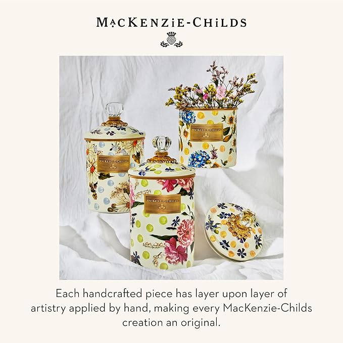 MACKENZIE-CHILDS Wildflowers Enamel Canister, Floral Kitchen Storage Container with Lid, Large