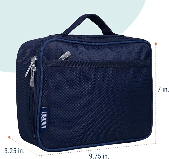 Wildkin Kids Insulated Lunch Box ??Durable and Reusable for School & Travel - Rip-Stop Blue
