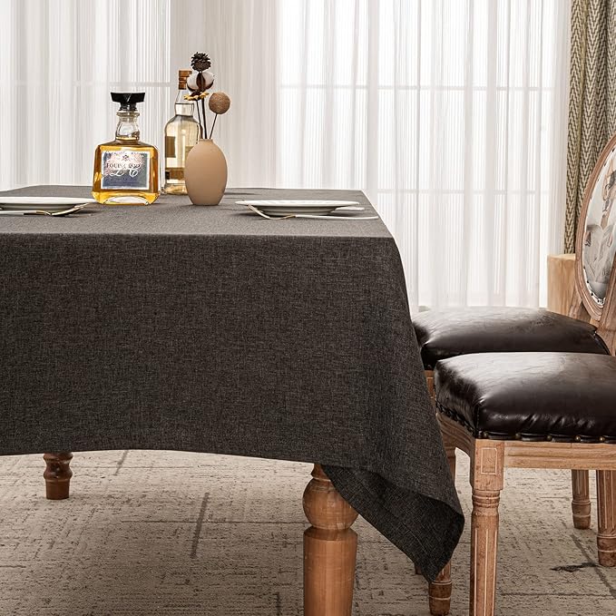 BALCONY & FALCON Table Cloth for 6ft Rectangle Tables ??Waterproof, Wrinkle-Free Farmhouse Tablecloth for Dining, Kitchen, Wedding, Baby Shower, Holiday Gatherings (Dark Gray, 57" x 118")
