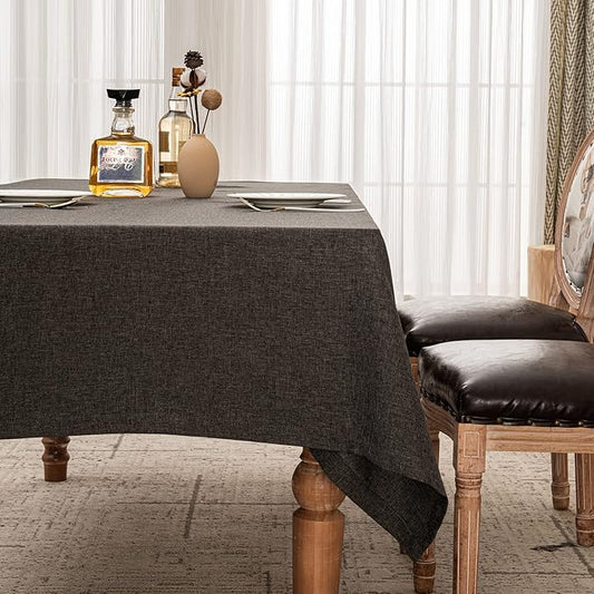 BALCONY & FALCON Table Cloth for 6ft Rectangle Tables ??Waterproof, Wrinkle-Free Farmhouse Tablecloth for Dining, Kitchen, Wedding, Baby Shower, Holiday Gatherings (Dark Gray, 55" x 95")
