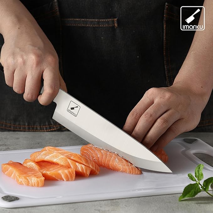imarku Chef Knife 8-Inch Pro Japanese Kitchen Knife 7Cr17MoV High-Carbon Stainless Steel Paring Knife Ergonomic Handle Rasor Sharp Single-Bevel Edge Christmas and Thanksgiving Gift for Women and Men