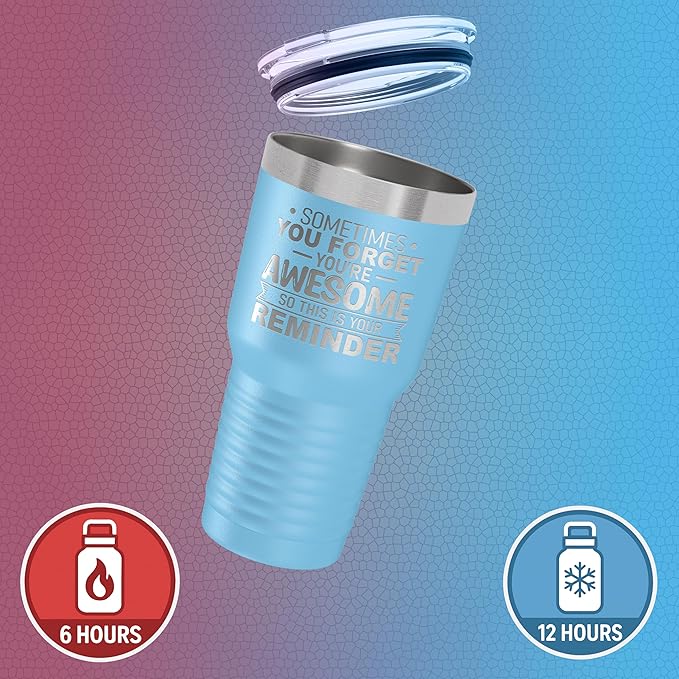 Spotted Dog Company Inspirational Tumbler, Inspirational Gifts for Men Dad Father Wife Sister Women, Birthday For Him Her, You?셱e Awesome Tumbler, Teacher Coworker Gifts 30oz Light Blue