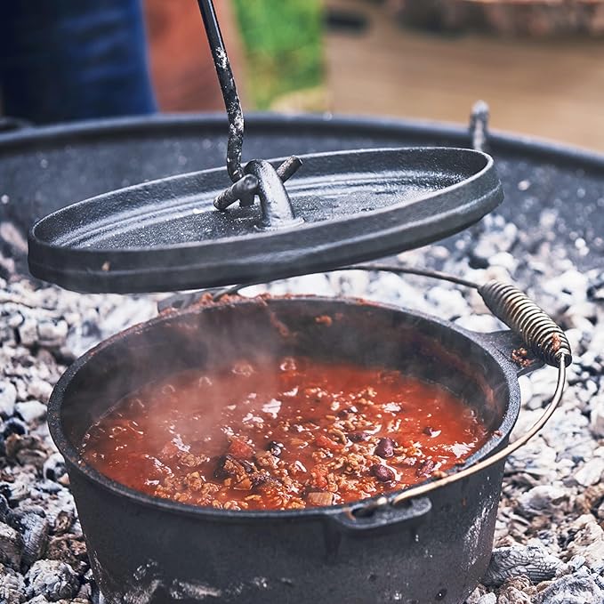 Cuisiland Seasoned 12 Quart DIA 14IN Cast Iron Dutch Oven lip lid