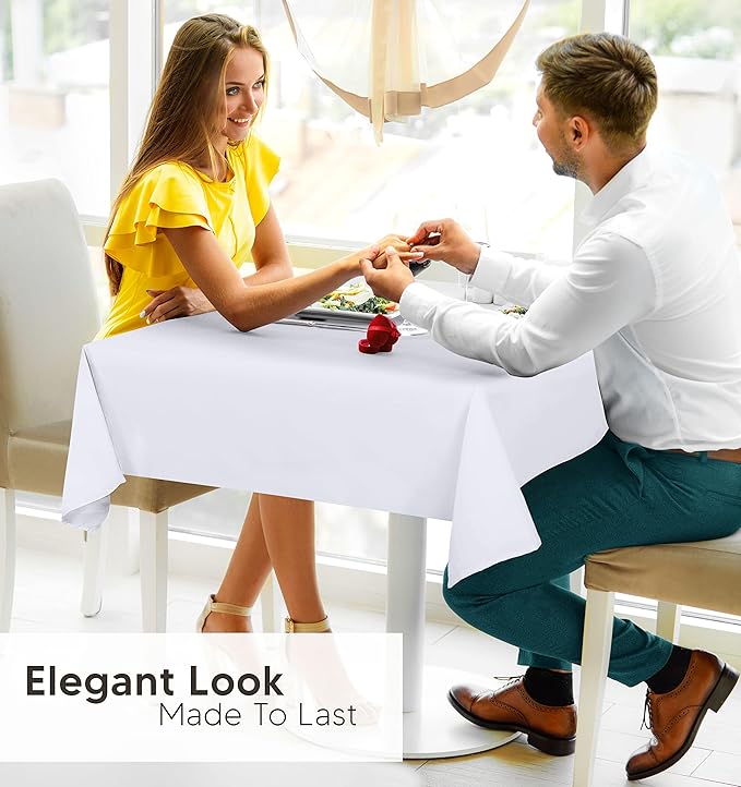 Utopia Kitchen Square Table Cloth 2 Pack(54x54 Inches, White), Tablecloth Machine Washable, Polyester Table Cover for Dining, Buffet Parties, Picnics, Events, Weddings and Restaurants