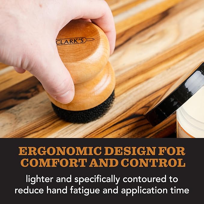 CLARK'S Food Grade Mineral Oil & Wax Applicator for Round Wood Cutting Board Pack of 2, Butcher Blocks, Bamboo, and Utensils ??USA Maple Construction