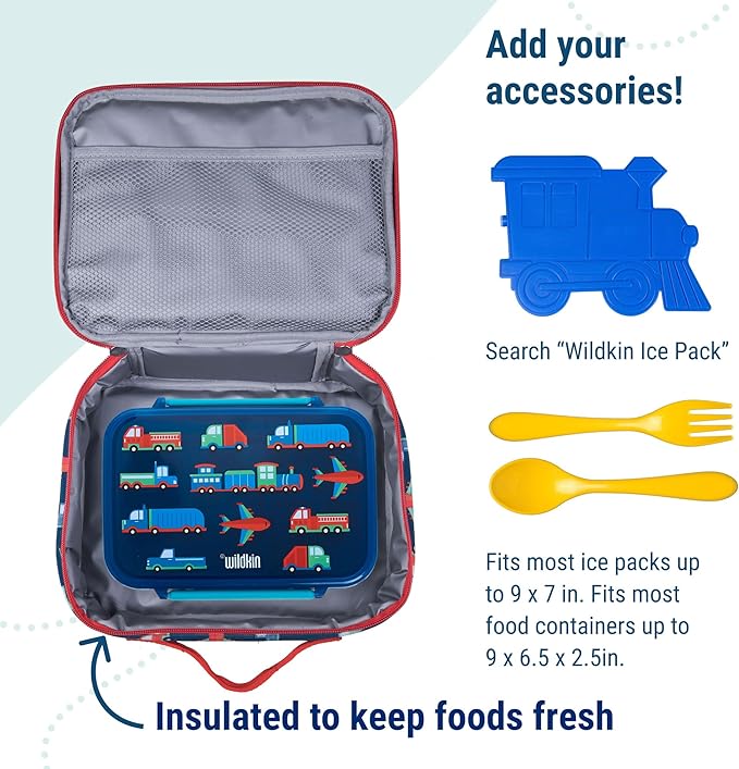 Wildkin Kids Insulated Lunch Box ??Durable and Reusable for School & Travel - Transportation