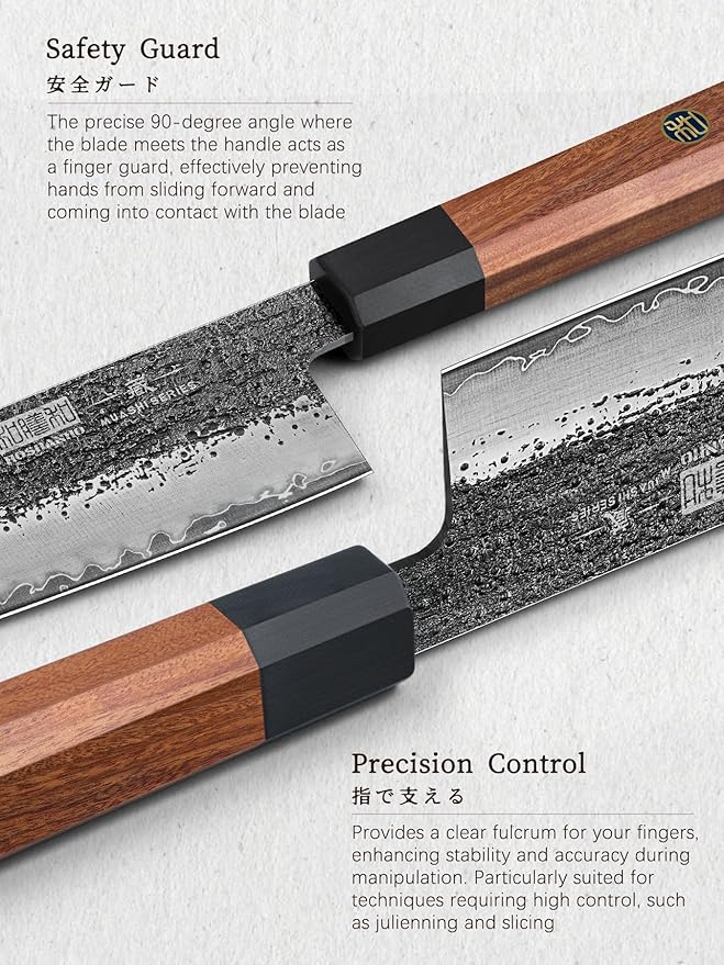 HOSHANHO 7 Inch Nakiri Knife, Japanese High Carbon Steel Vegetable Cleaver Knife, Professional Meat Vegetable Chef Knife with Ergonomic Rosewood Handle