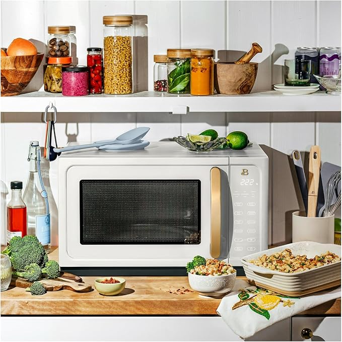 Beautiful 1.1 Cu Ft 1000W Sensor Microwave Oven ??Compact Countertop with Smart Sensor Cooking, 10 Power Levels & Easy Clean Interior ??Perfect for Quick Meals, Office & Holiday Hosting