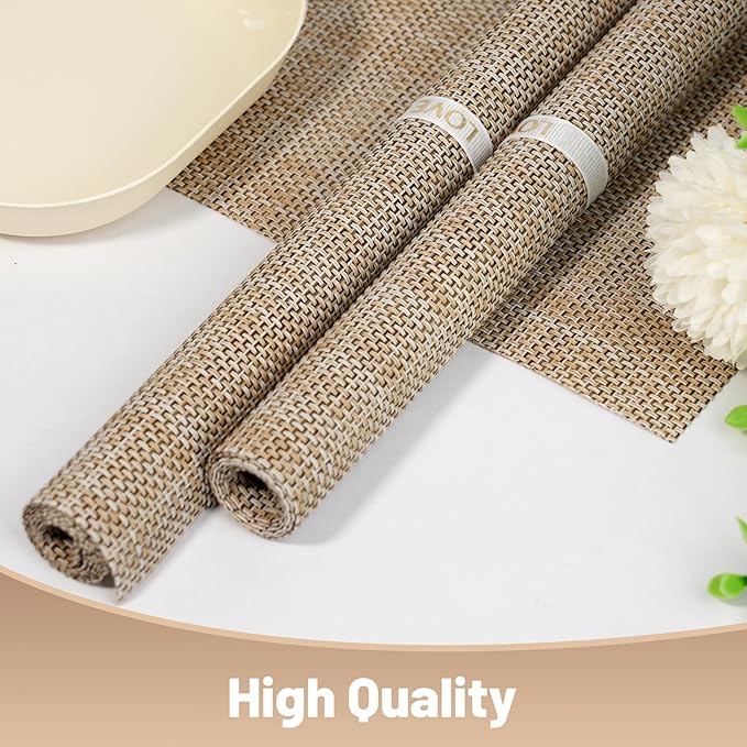 flohar Placemats Set of 12竊똍on-Slip PVC Weave Table Mats Easy to Clean竊똇eat Resistant Place Mats for Kitchen Dining Table Decoration Indoor Outdoor竊똁eige