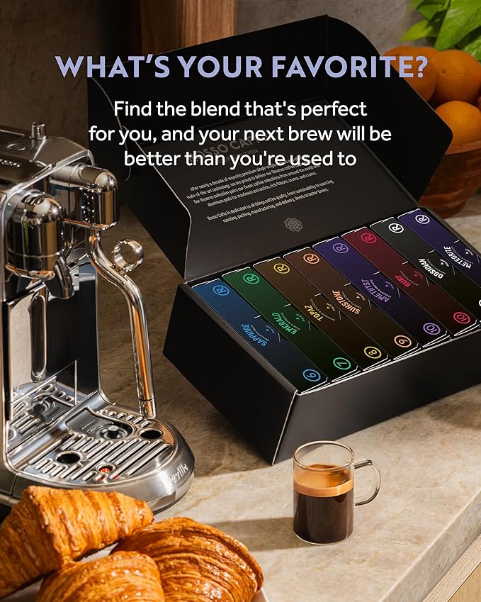 ROSSO CAFF횊 Espresso Coffee Pods for Nespresso Original Machines - 80 Capsules Variety Pack, 8 Signature Flavors, Medium to Dark Roast - Made in Italy