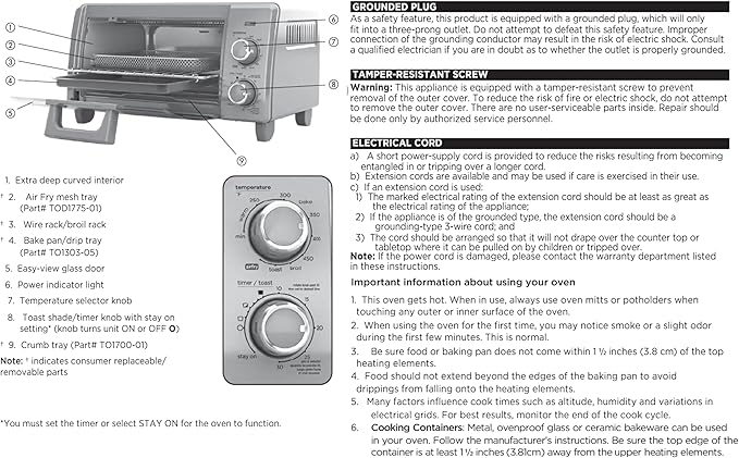BLACK+DECKER Crisp 'N Bake Air Fry Countertop Convection Toaster Oven, Medium Capacity, 4-Slice, 5-in-1, Fits 9??Pizza, 30-Min Timer, Bake, Broil, Air Fry, Toast, Keep Warm, Stainless Steel