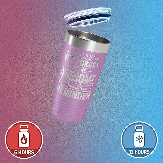 Spotted Dog Company Inspirational Tumbler, Inspirational Gifts for Men Dad Father Wife Sister Women, Birthday For Him Her, You?셱e Awesome Tumbler, Teacher Coworker Gifts 20oz Light Purple