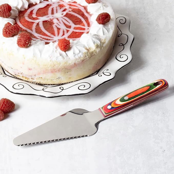 Totally Bamboo Baltique Marrakesh Collection Cake and Pie Server, Stainless Steel Wedding Cake Knife and Server with Comfortable Wooden Handle