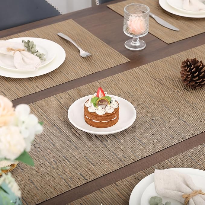 Myir JUN Table Runner, Vinyl Table Runner Indoor 55 Inch Long Arbitrarily Cropped Runner for Table Heatproof for Home Party (Light Brown, 15 x 55 inch)