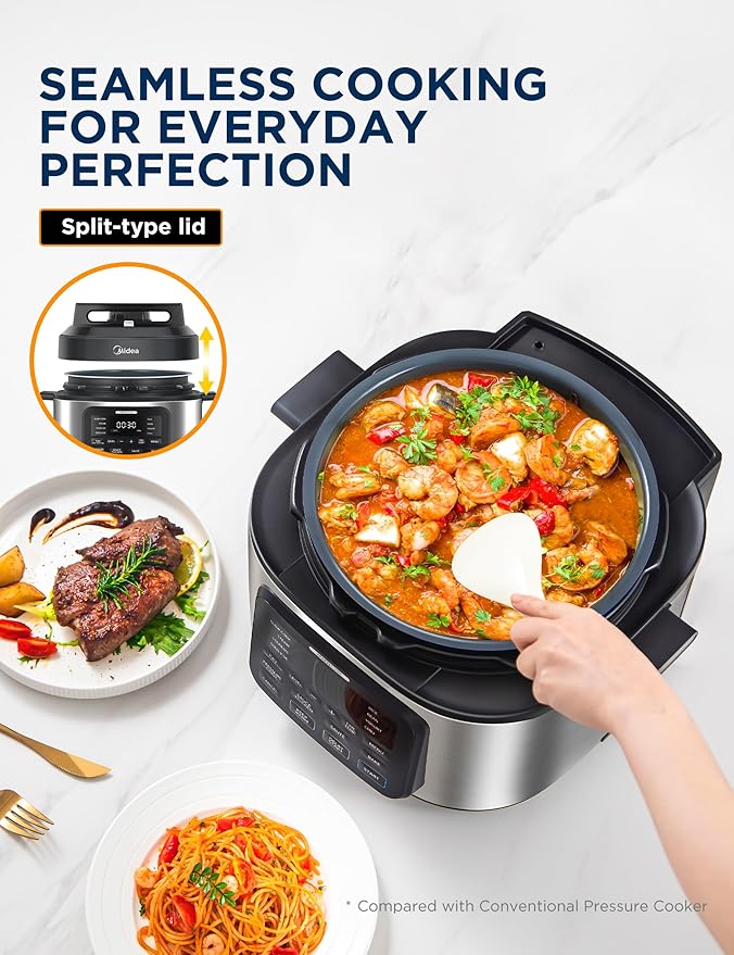 Midea WideMax 12-in-1 Electric Pressure Cooker, 6.5 Quart, 12 Presets, Multi-Functional Programmable Slow Cooker, Rice Cooker, Steamer, Saut챕 Pan, Cake, Yogurt, Warmer and More