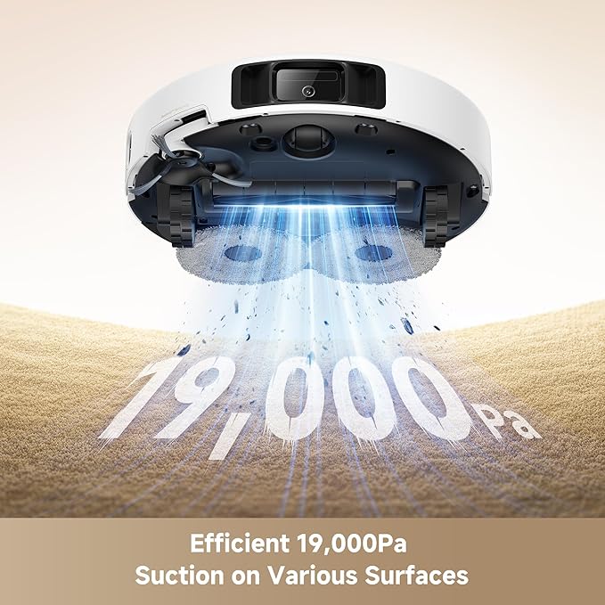 Mova P50 Ultra Robot Vacuum Cleaner with Flexible Mop, 19,000 Pa Suction Power with Anti-Tangle Brush, Corner and Edge Cleaning, 167??Automatic Cleaning & Self-Drying & Cleaning, Auto Empty & Refill