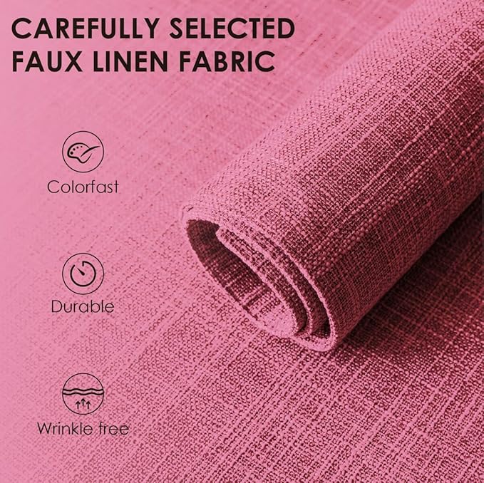 Aironment Placemats Set of 6, Bilayer Thickened Linen Place Mats Heat Resistant Machine Washable Wrinkle Free Carefully Selected Polyester Mats for Kitchen/Dining/Coffee Table (Pink)