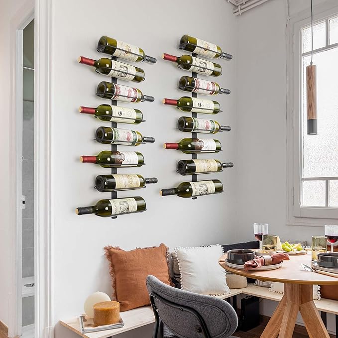 Wine Rack Wall Mounted: 16 Bottles Wine Bottle Holder Hanging Bar Liquor Storage Organizer of Cabinet Kitchen - Designed for SpaceSaver (16 Bottles)