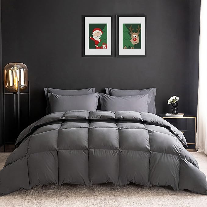 Feather Down Comforter Cal King Size,Hotel Style Bedding Comforter,750+ Fill Power,1200TC,100% Organic Cotton Fabric,All Season White Duvet Insert with 8 Corner Tabs