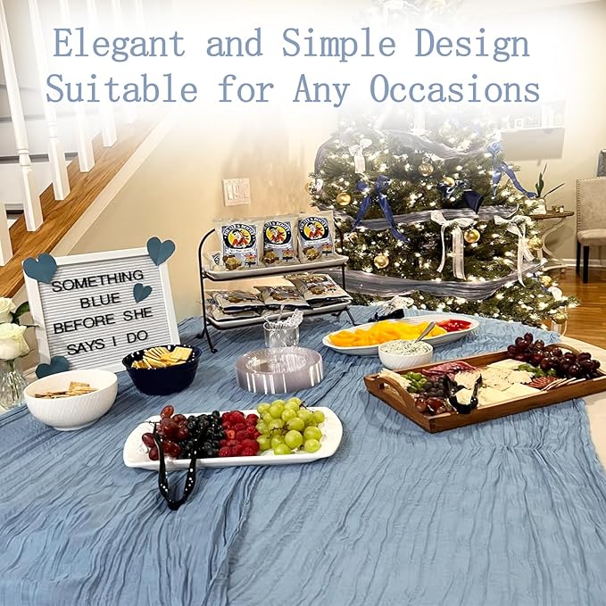4 Pack Dusty Blue Cheesecloth Table Runner 20 x 120 inch Gauze Table Runners 10 FT Long,Semi Sheer Boho Cheese Cloth Fabric Table Runner Bulk for Wedding,Party,Baby Shower,Bridal Shower Decoration