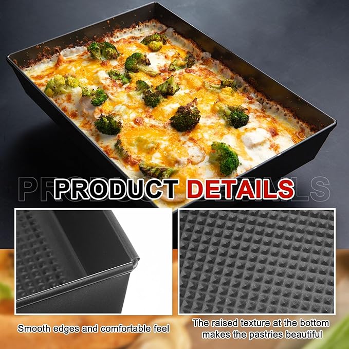 RimCereal 6 Pcs Detroit Style Pizza Pan 10 x 14 x 2.36 Inch Non Stick Rectangle Deep Pizza Pans Pre Seasoned Carbon Steel Sicilian Style Pan Dish Bakeware Kitchenware