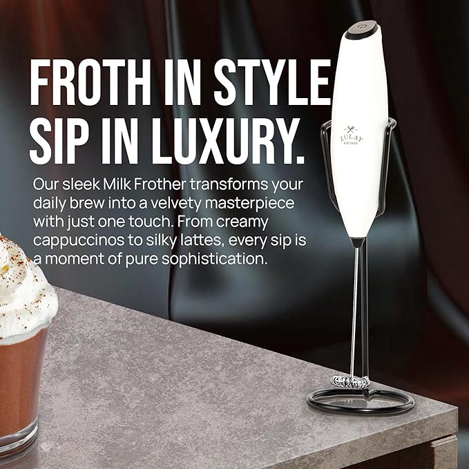 Zulay Kitchen Executive Series Luxury Gift Milk Frother with 4 Duracell Batteries ??Handheld Electric Foam Maker for Coffee, Lattes & Hot Chocolate ??Deluxe Finish, Ultimate Gift for Coffee Lovers