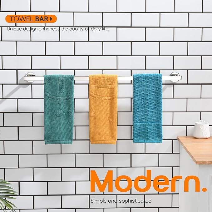36 Inch Bathroom Towel Bar Bath Towel Rack Kitchen Towel Holder Long Towel Rails Wall Mounted SUS304 Stainless Steel Polished Chrome AN4001CH-L36