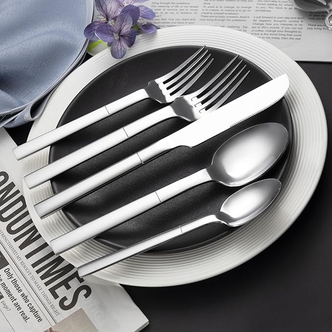 Heavy Duty Silverware Set for 4, 20 Piece Stainless Steel Flatware Utensils Cutlery Set Including Knife Fork and Spoon, Mirror Polished, Gift Package for Wedding Housewarming, Dishwasher Safe