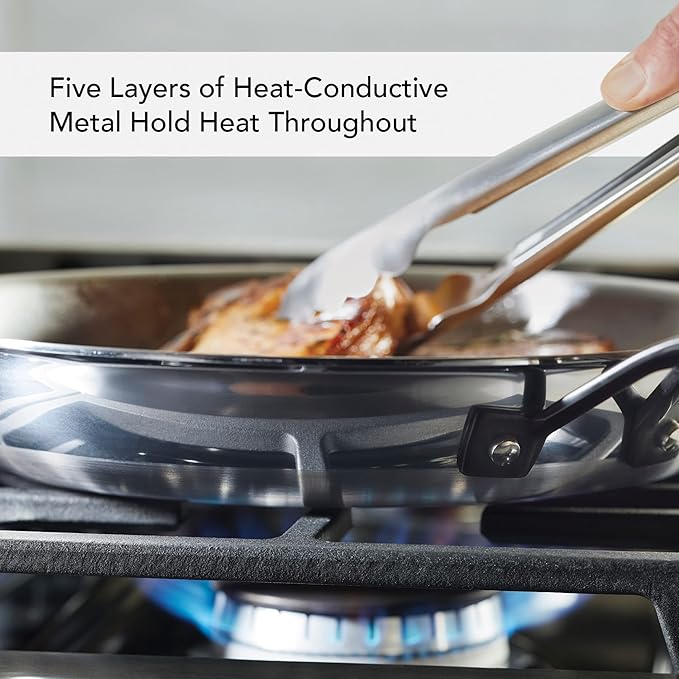 KitchenAid 5-Ply Clad Polished Stainless Steel Frying Pan/Skillet, 10 Inch - Stainless Steel