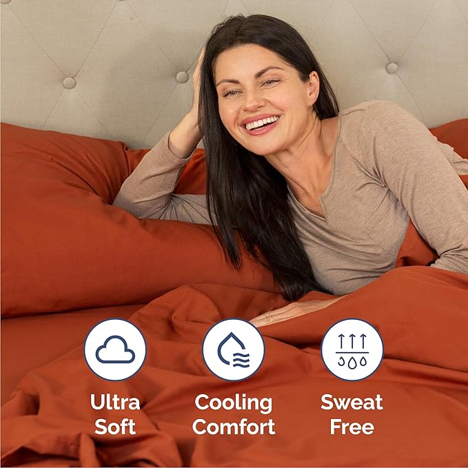 Cal King 6 Piece Sheet Set - Cooling and Breathable Bed Sheets - Hotel Luxury Bed Sheets for Women, Men, Kids and Teens - Deep Pockets - Easy Fit - Soft and Wrinkle Free - Cal King Terracotta Sheets