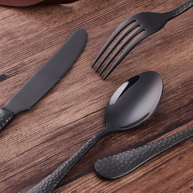 20-Piece Black Flatware Silverware Set, Bisda Stainless Steel Cutlery Sets, Multipurpose Use for Home, Kitchen, Restaurant, Hotel Tableware Utensil Service for 4