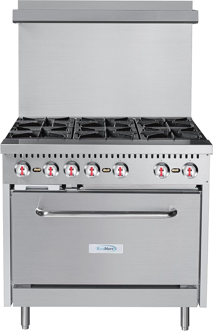 KoolMore 36 in. 6 Burner Commercial Liquid Propane Range with Oven (KM-CR36-LP)