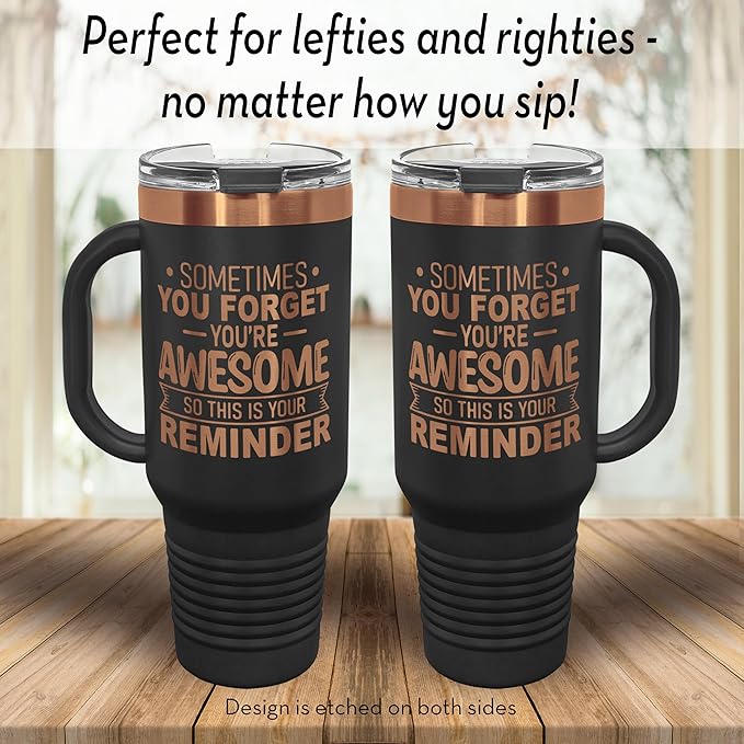 Spotted Dog Company Inspirational Tumbler, Inspirational Gifts for Men Dad Father Wife Sister Women, Birthday For Him Her, You?셱e Awesome Tumbler, Teacher Coworker Gifts 40oz Black Copper
