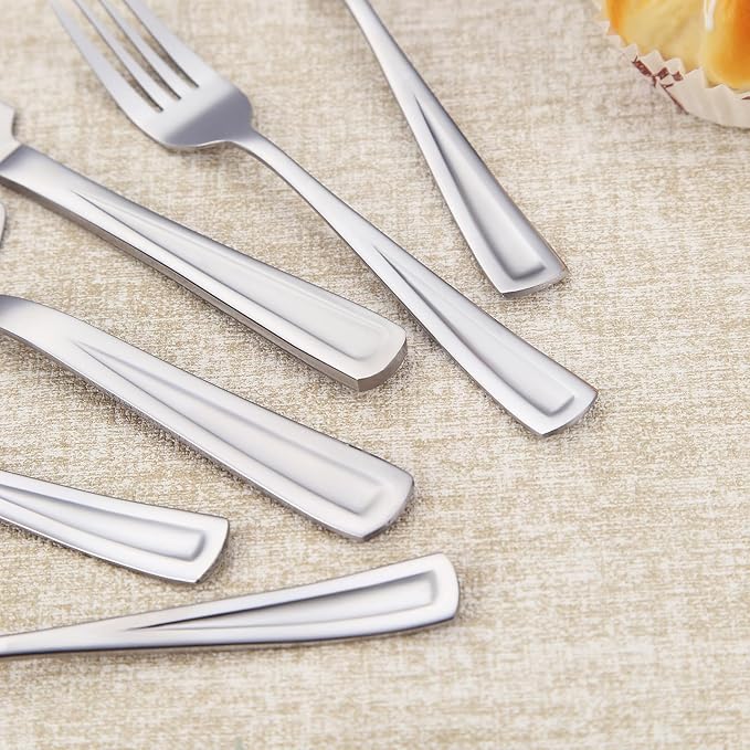 GoGeiLi 6-Piece Cake Serving Set, 13-inch Wedding Cake Knife and Server with 4 Dessert Forks, Premium 18/0 Stainless Steel, Elegant Mirror Finish, Dishwasher Safe