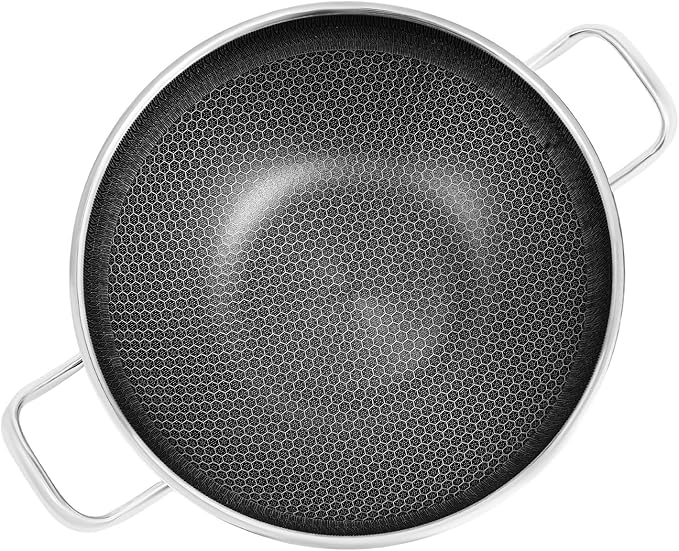 12 inch Frying Pan Nonstick with Lid Stainless Steel PFOA Free Cookware Dishwasher Induction Oven Broiler Safe, Non Stick Stainless Steel Skillets Compatible with All Cooktops