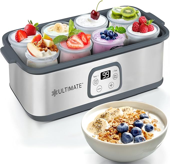 Ultimate Probiotic Yogurt Maker with Adjustable Temperature & Time Control - Make Trillions of Live Probiotics & Get Better Gut Health - ULTIMATE LIFETIME WARRANTY - Wellness Gifts for Men & Women