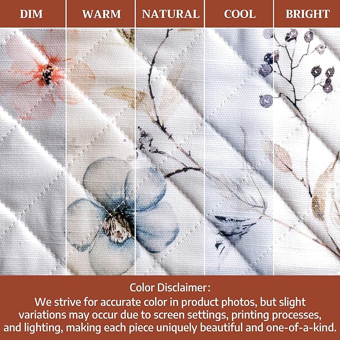 Maison d' Hermine 100% Cotton Oven Mitt & Pot Holder Set (7.5"x13" & 8"x8") Heat Resistant BBQ Cooking Gloves with Loop for Thanksgiving Christmas Decorations Handling Hot Pans (Ice Florals)