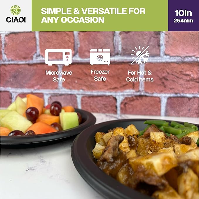 CIAO! 10.25" Black Heavy Weight Plastic Plate Mineral Filled Polypropylyne MFPP (Case of 400)