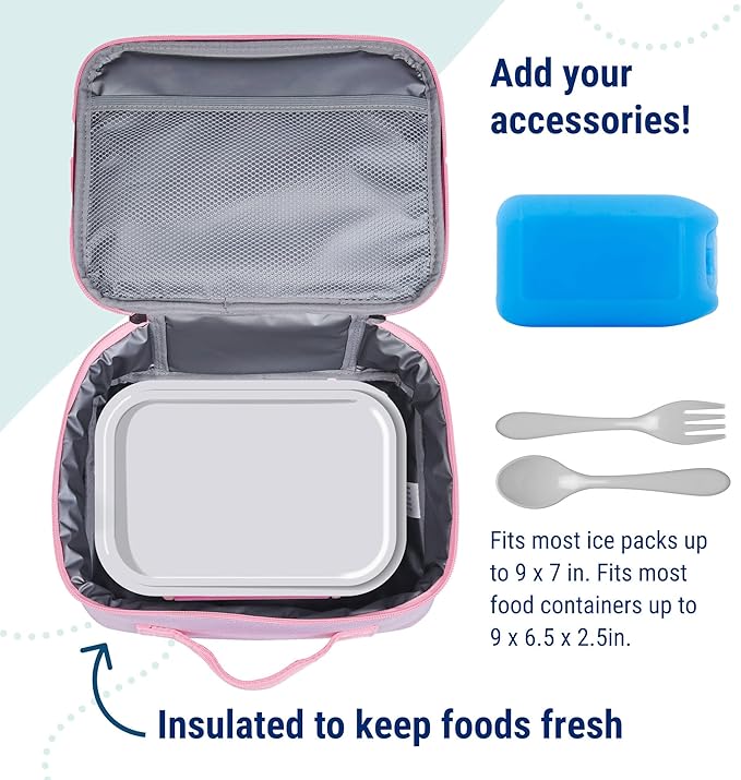 Wildkin Kids Insulated Lunch Box ??Durable and Reusable for School & Travel - Lilac