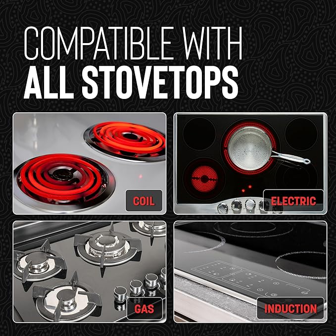 Hell's Kitchen Hybrid 12??Wok Pan, Tri-Clad Stainless Steel and Nonstick Ceramic, PFAS Free, no PFOA, no PTFE, no Teflon, Non Toxic Cookware, Metal Utensil Safe, All Cooktops and Oven Safe (Wok + Lid)