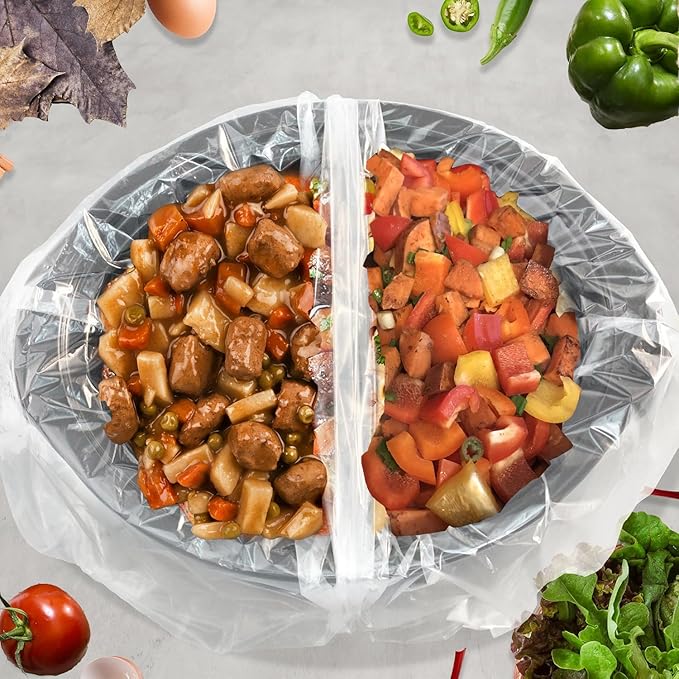 Slow Cooker Liners 13x21 Inch Large Size Thick Pot Liners Nylon Cooking Liners Fit for 3-8QT Oval & Round Pot (10Bags 1Pack)