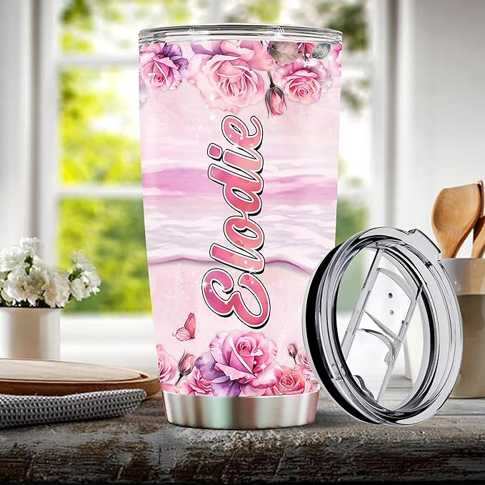 WONWIX Personalized Seashell Gifts for Girls, Women Insulated Stainless Steel Coffee Cup Mug Tumbler, Water Bottle Gift for Daughter, Mom, Wife on Christmas, Birthday, Mother's Day, Valentine