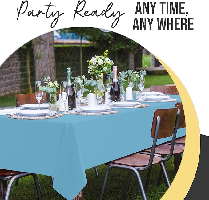 Exquisite 66% Thicker Premium Plastic Table Cloth Rectangle Table Cover 0.5 Mil 24 Pack Sky Blue Table Cloth 54 Inch x 108 Inch Disposable Tablecloth Won't Tear Easily Like Cheap Thin Brands