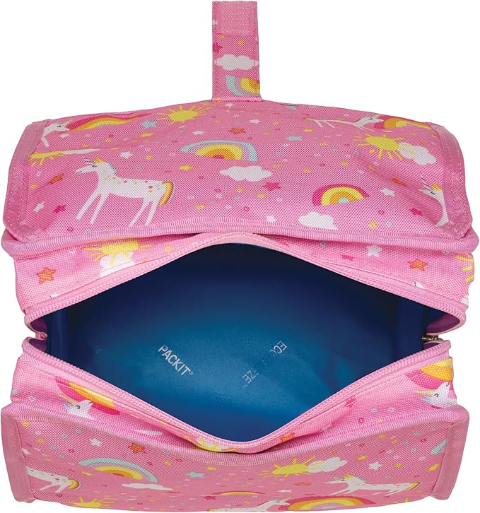 PackIt짰 Freezable Lunch Bag, Unicorn Dream Pink, Built with EcoFreeze짰 Technology, Foldable, Reusable, Zip and Velcro Closure with Buckle Handle, Designed for Work Lunch and Fresh Lunch On the Go
