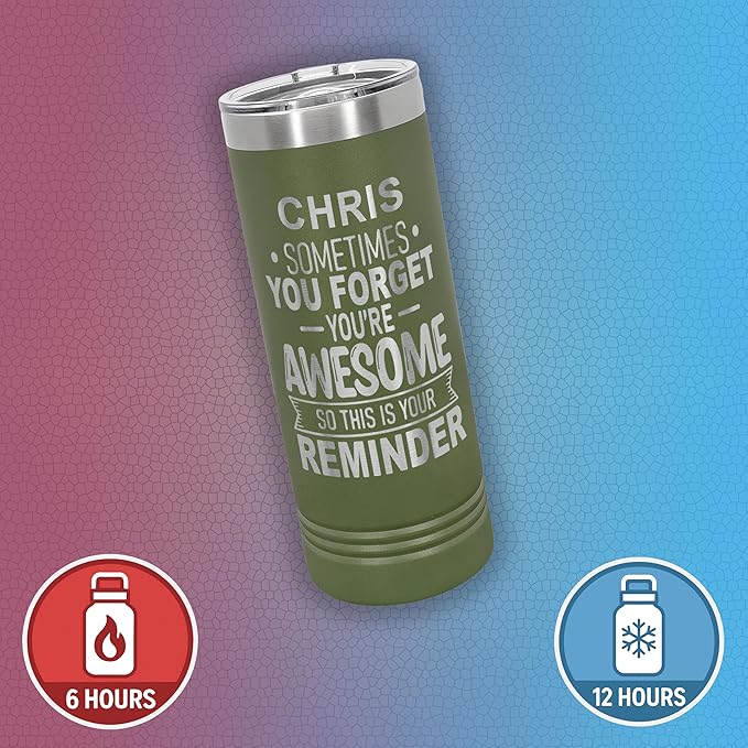 Personalized Inspirational Tumbler, Inspirational Gifts for Men Dad Father Wife Sister Women, Custom Birthday For Him Her, Customized You?셱e Awesome Tumbler, Teacher Coworker Gifts 22oz Olive
