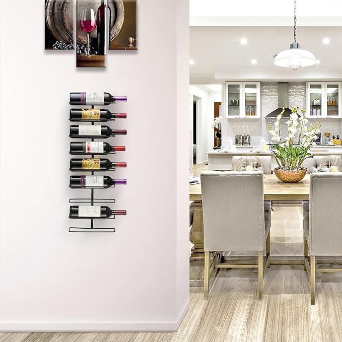 Sorbus Wall Mount Wine Rack ??Holds 9 Bottles ??Black Metal Wine Bottle Holder for Wall, Modern Wine Rack for Home Bar, Kitchen