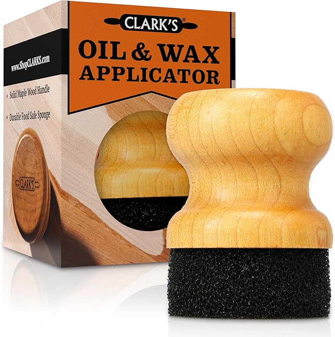 CLARK'S Food Grade Mineral Oil & Wax Applicator for Round Wood Cutting Board, Butcher Blocks, Bamboo, and Utensils ??USA Maple Construction